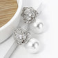 18K Gold Dipped Micro Pave Set Cubic Zirconia Rose Flower With 11mm Pearl Post Earrings