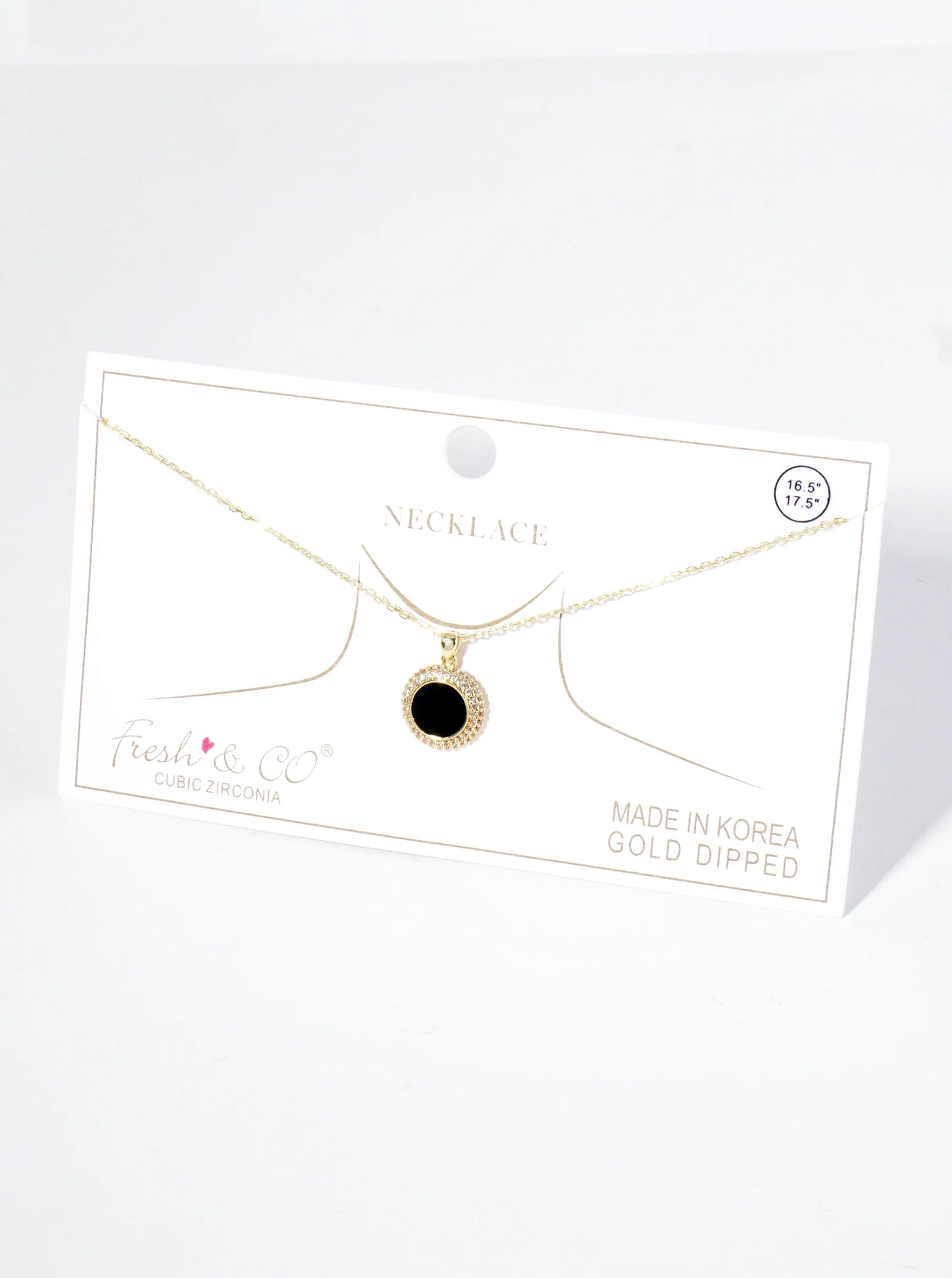 18K Gold Dipped Micro Pave Set Cubic Zirconia Round Pendant Necklace