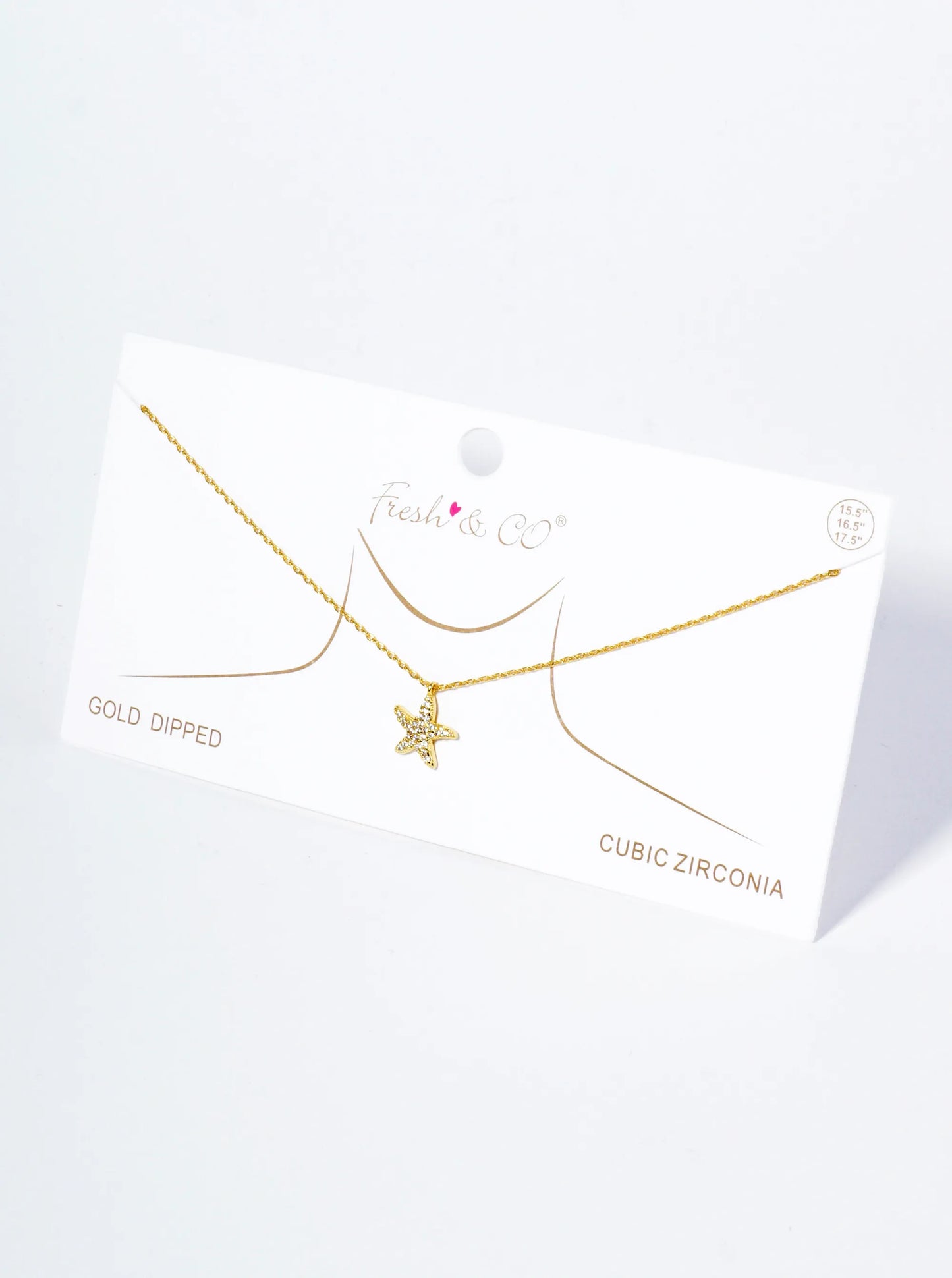 18K Gold Dipped Micro Pave Set Cubic Zirconia Starfish Sea Star Pendant Necklace