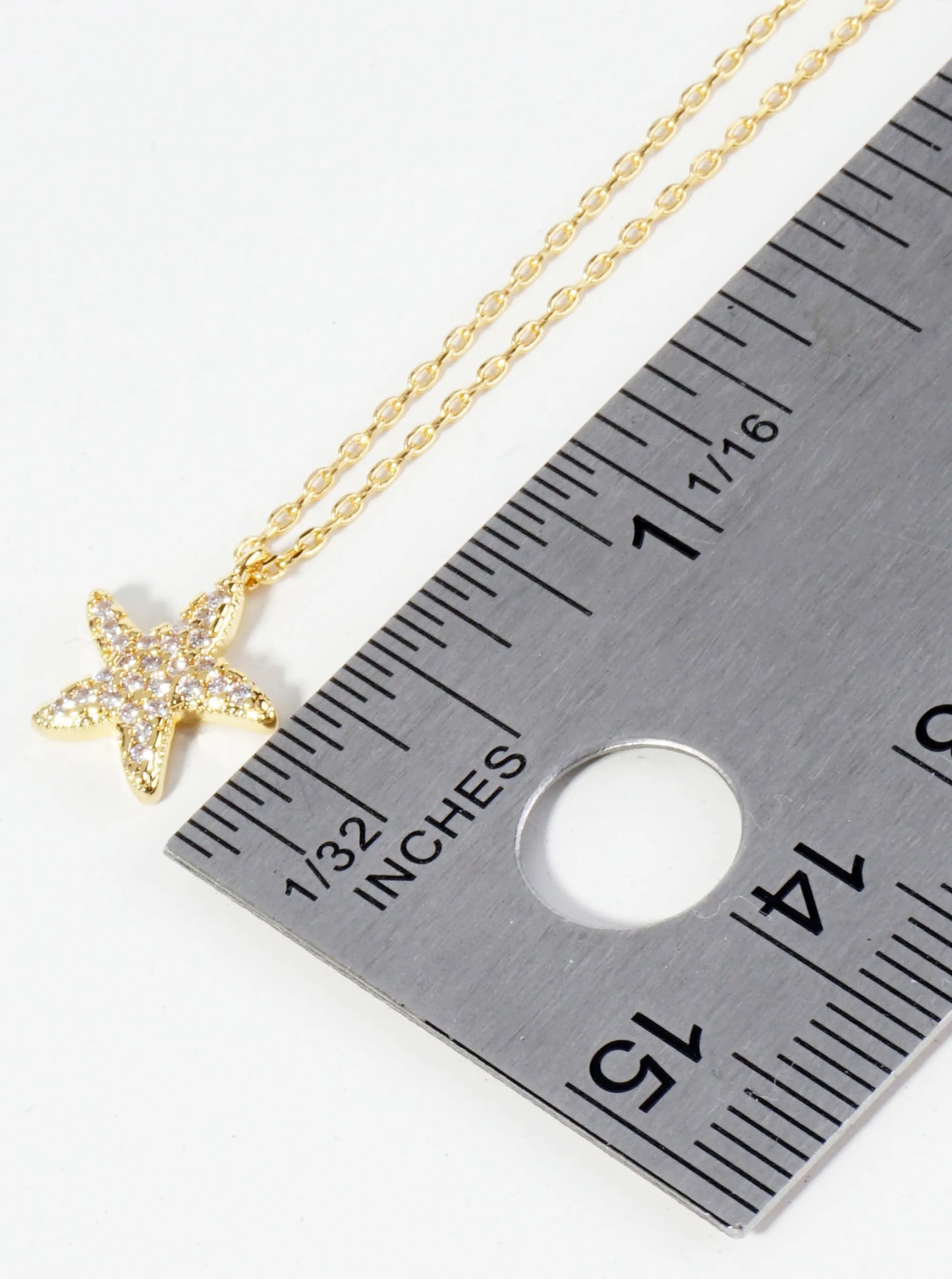 18K Gold Dipped Micro Pave Set Cubic Zirconia Starfish Sea Star Pendant Necklace