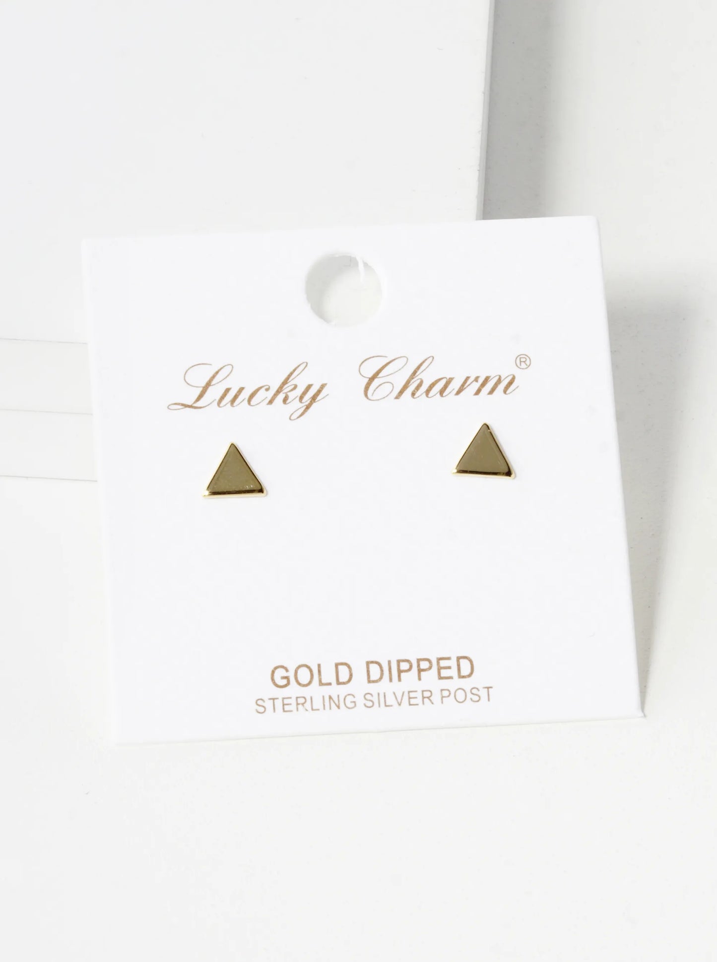 18K Gold Dipped Minimalist 5mm Brass Flat Triangle Sterling Silver Post Stud Earrings
