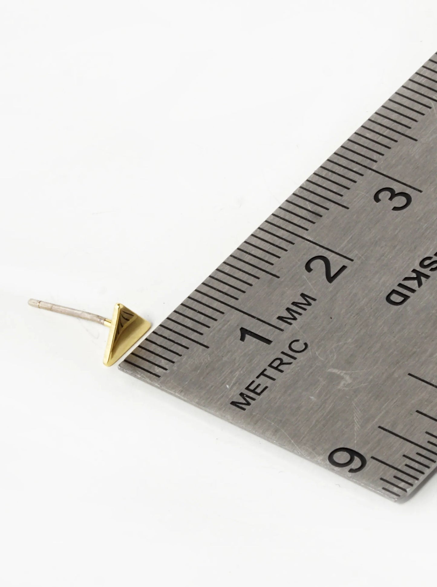 18K Gold Dipped Minimalist 5mm Brass Flat Triangle Sterling Silver Post Stud Earrings