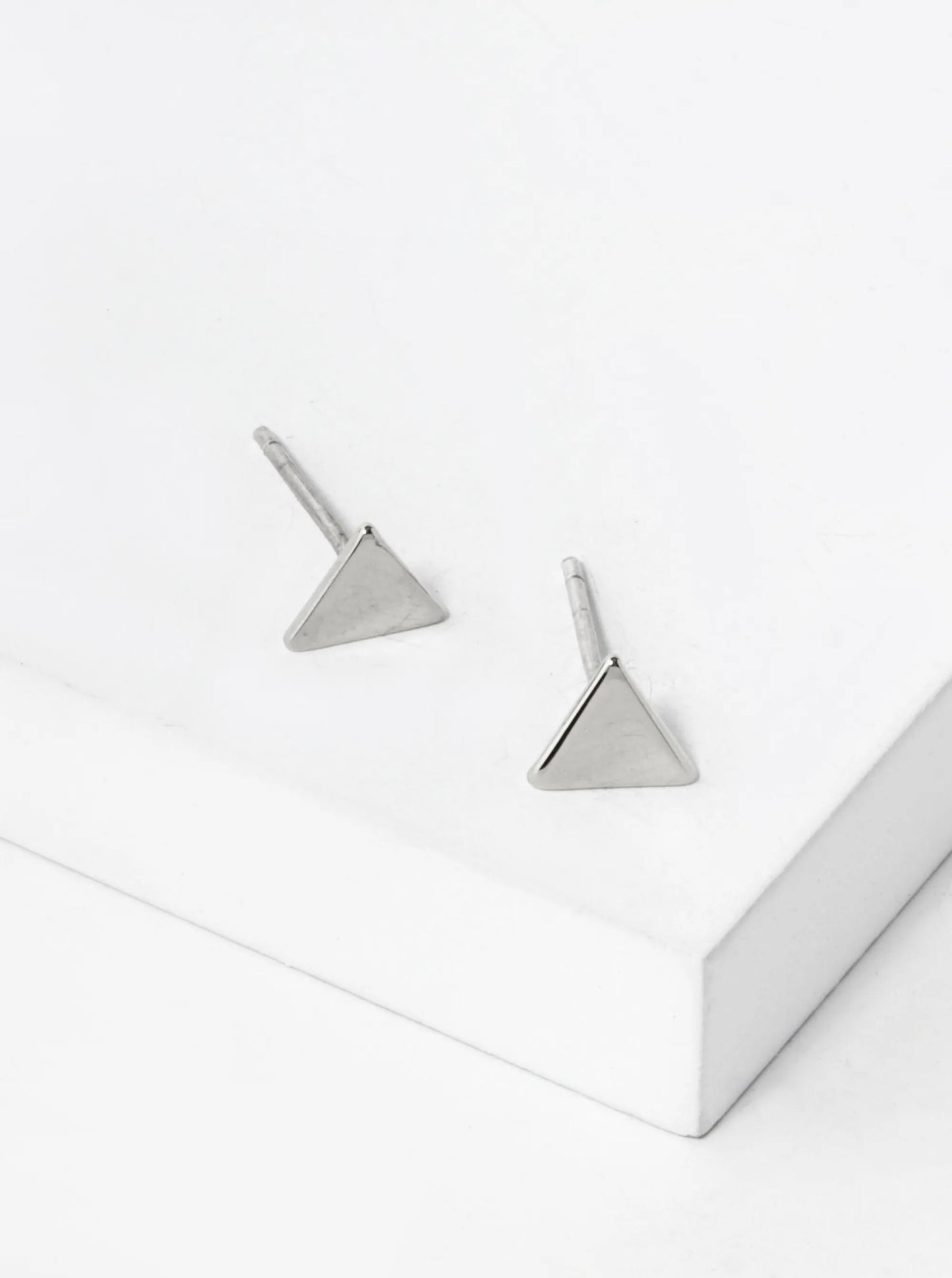18K Gold Dipped Minimalist 5mm Brass Flat Triangle Sterling Silver Post Stud Earrings