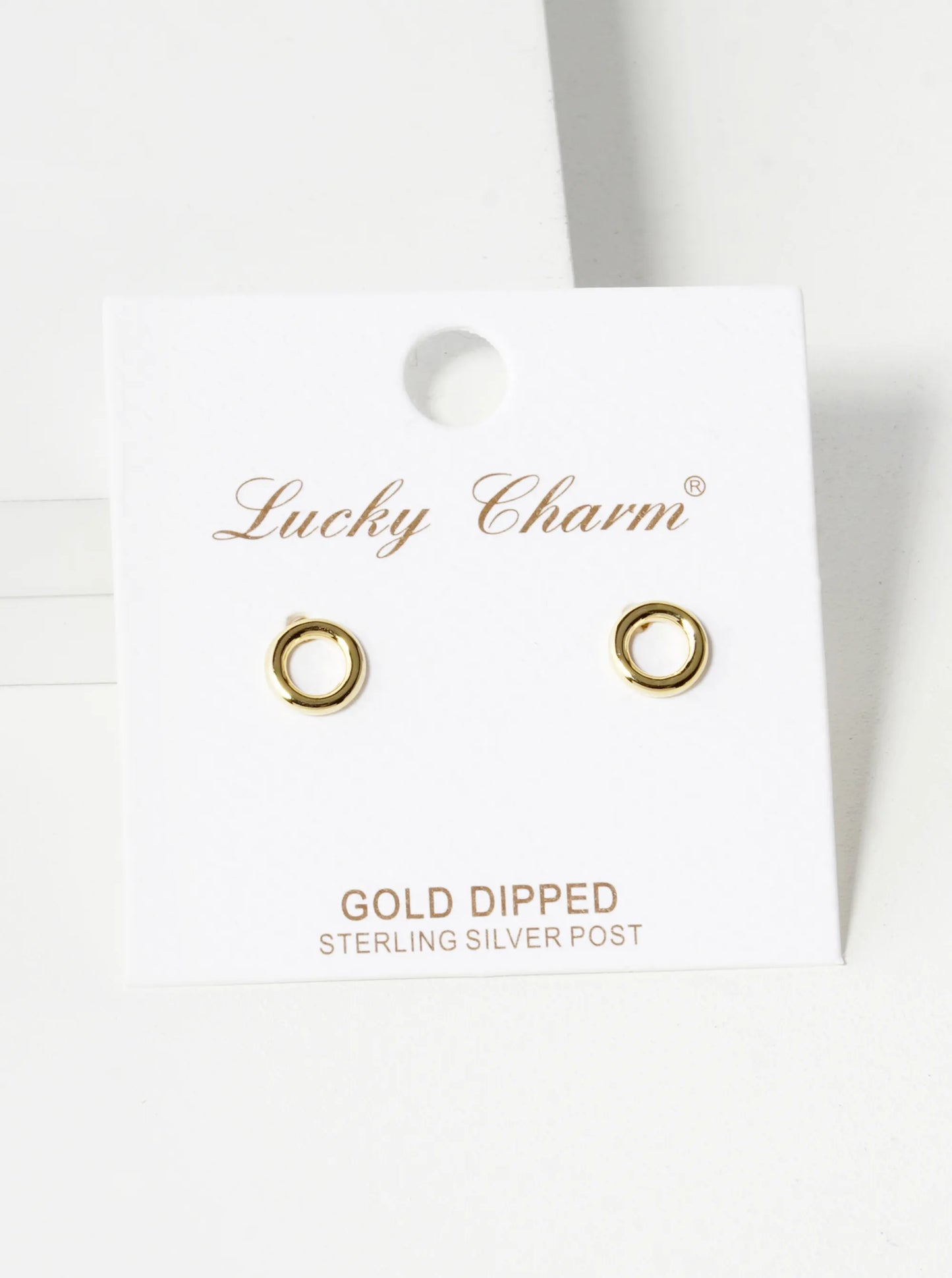 18K Gold Dipped Minimalist 7mm Brass Donut Sterling Silver Post Stud Earrings