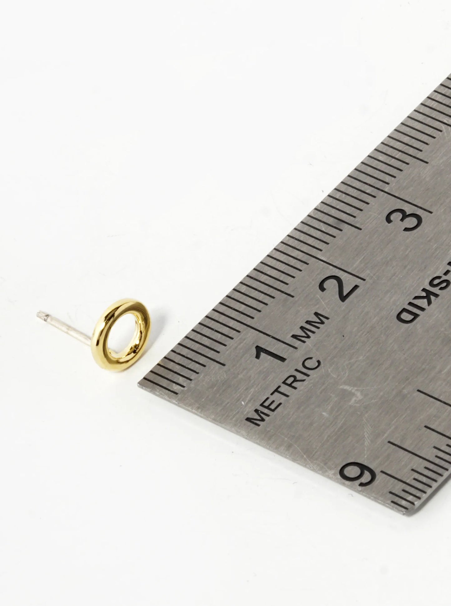 18K Gold Dipped Minimalist 7mm Brass Donut Sterling Silver Post Stud Earrings