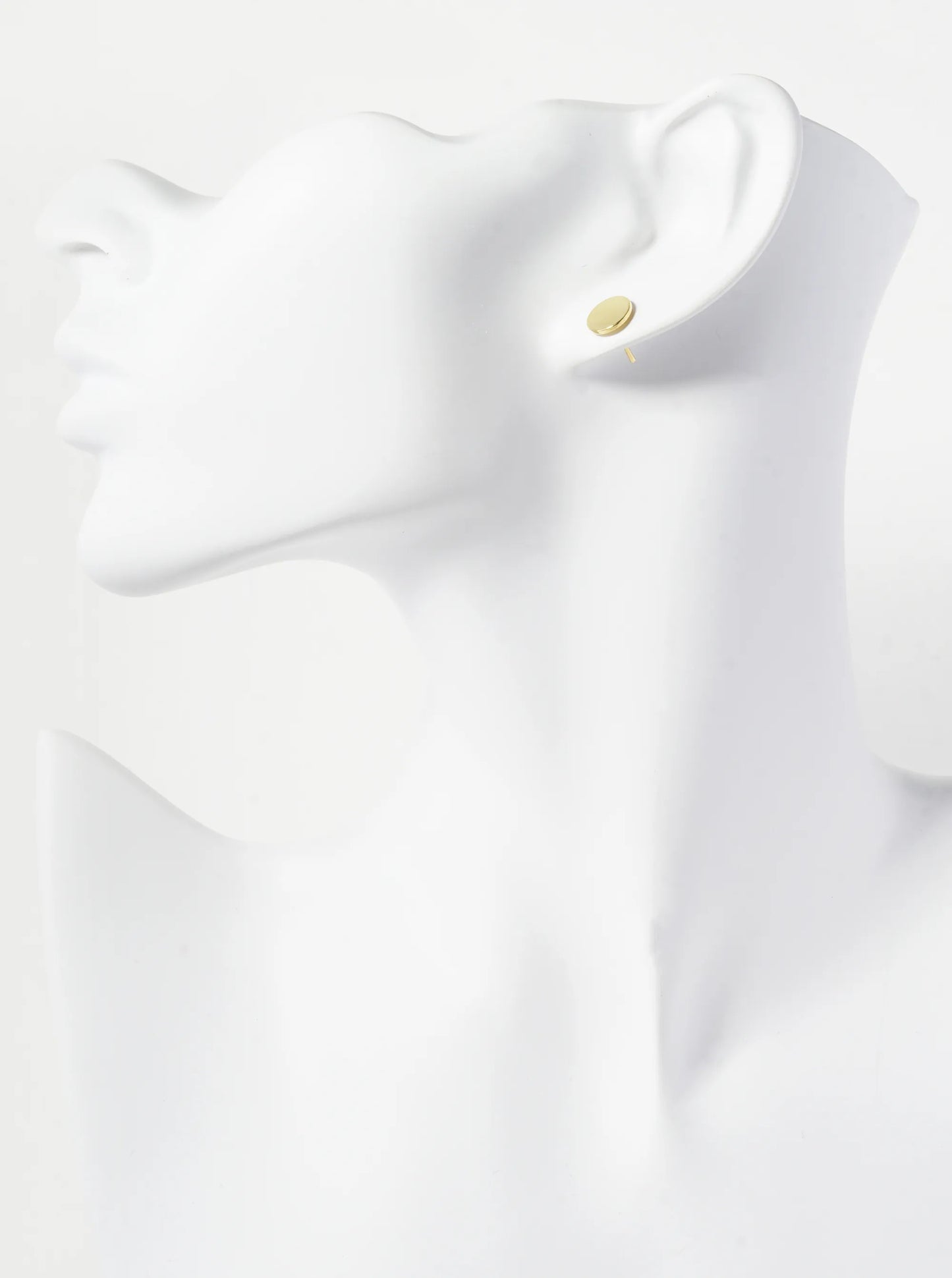 18K Gold Dipped Minimalist 8mm Brass Flat Round Sterling Silver Post Stud Earrings