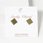18K Gold Dipped Minimalist 8mm Brass Flat Square Sterling Silver Post Stud Earrings