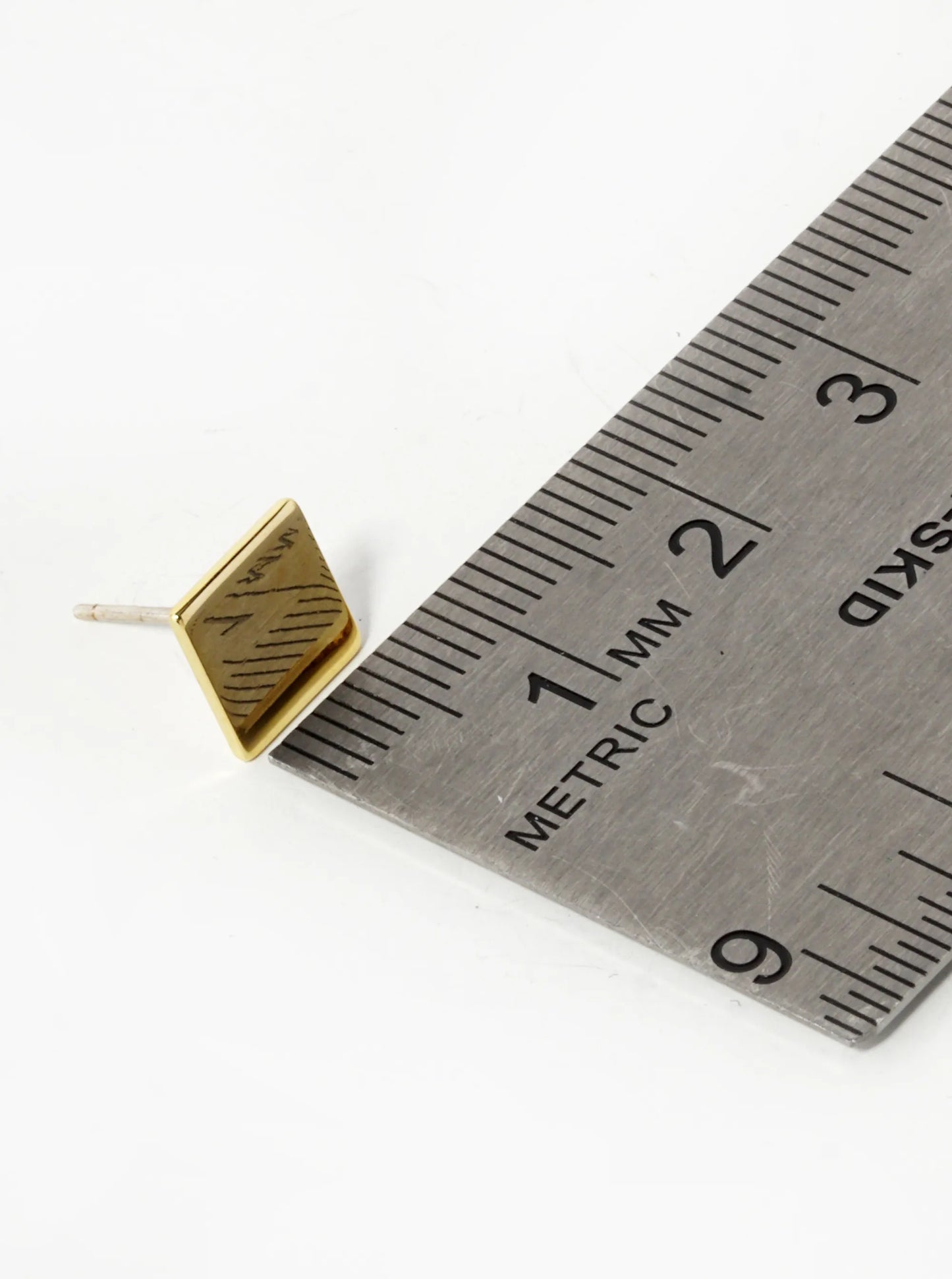 18K Gold Dipped Minimalist 8mm Brass Flat Square Sterling Silver Post Stud Earrings