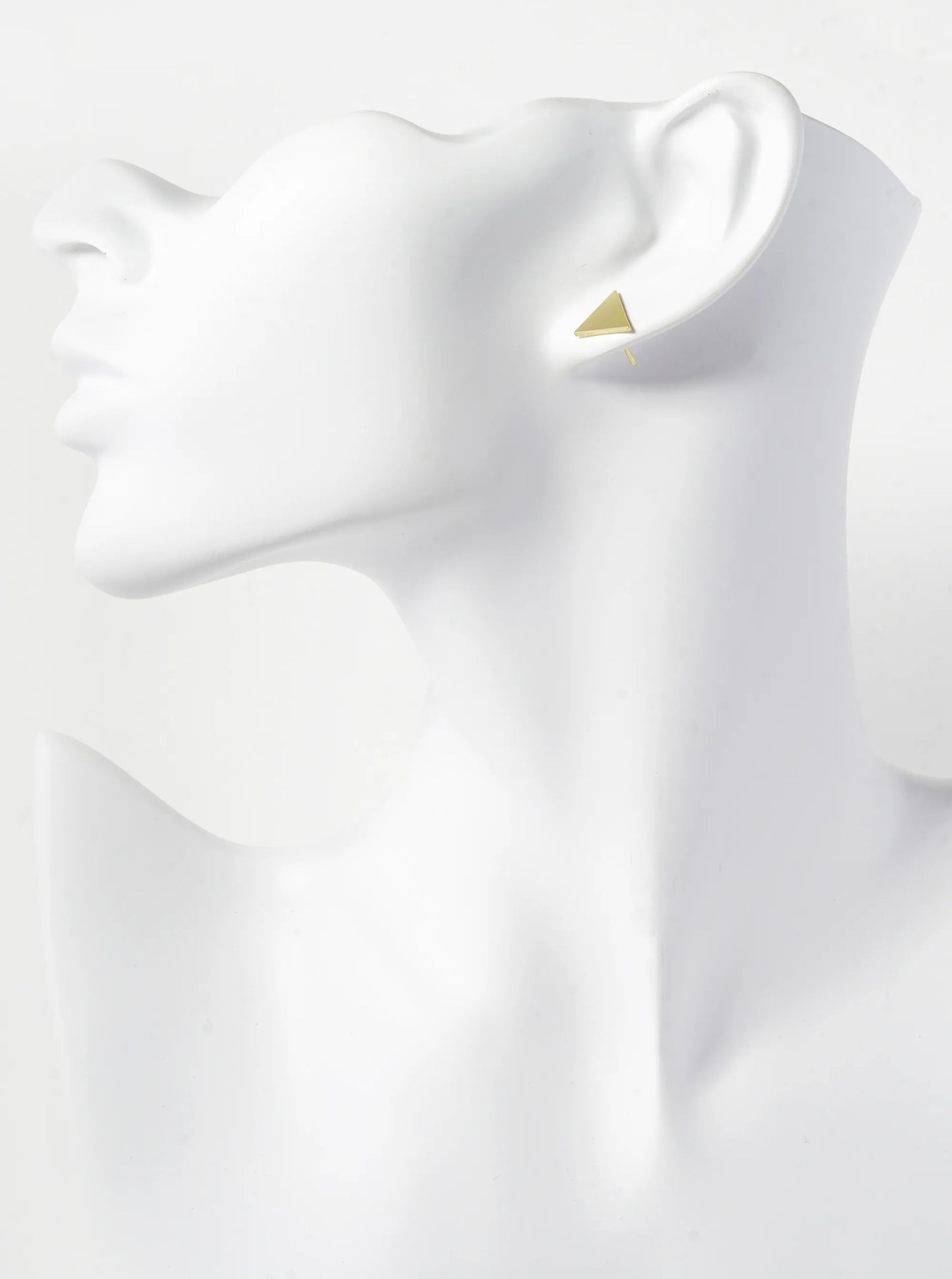 18K Gold Dipped Minimalist 9mm Brass Flat Triangle Sterling Silver Post Stud Earrings