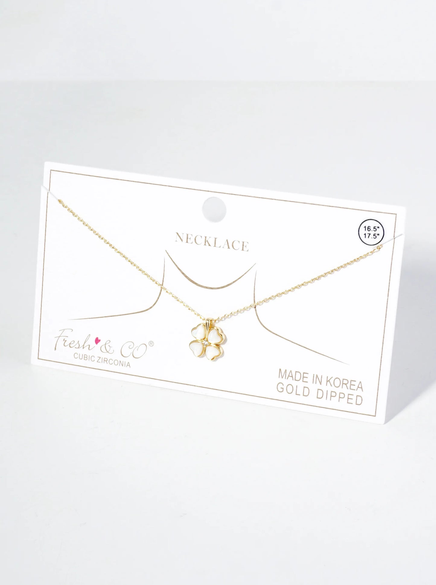 18K Gold Dipped Mother Of Pearl Clover Pendant Necklace