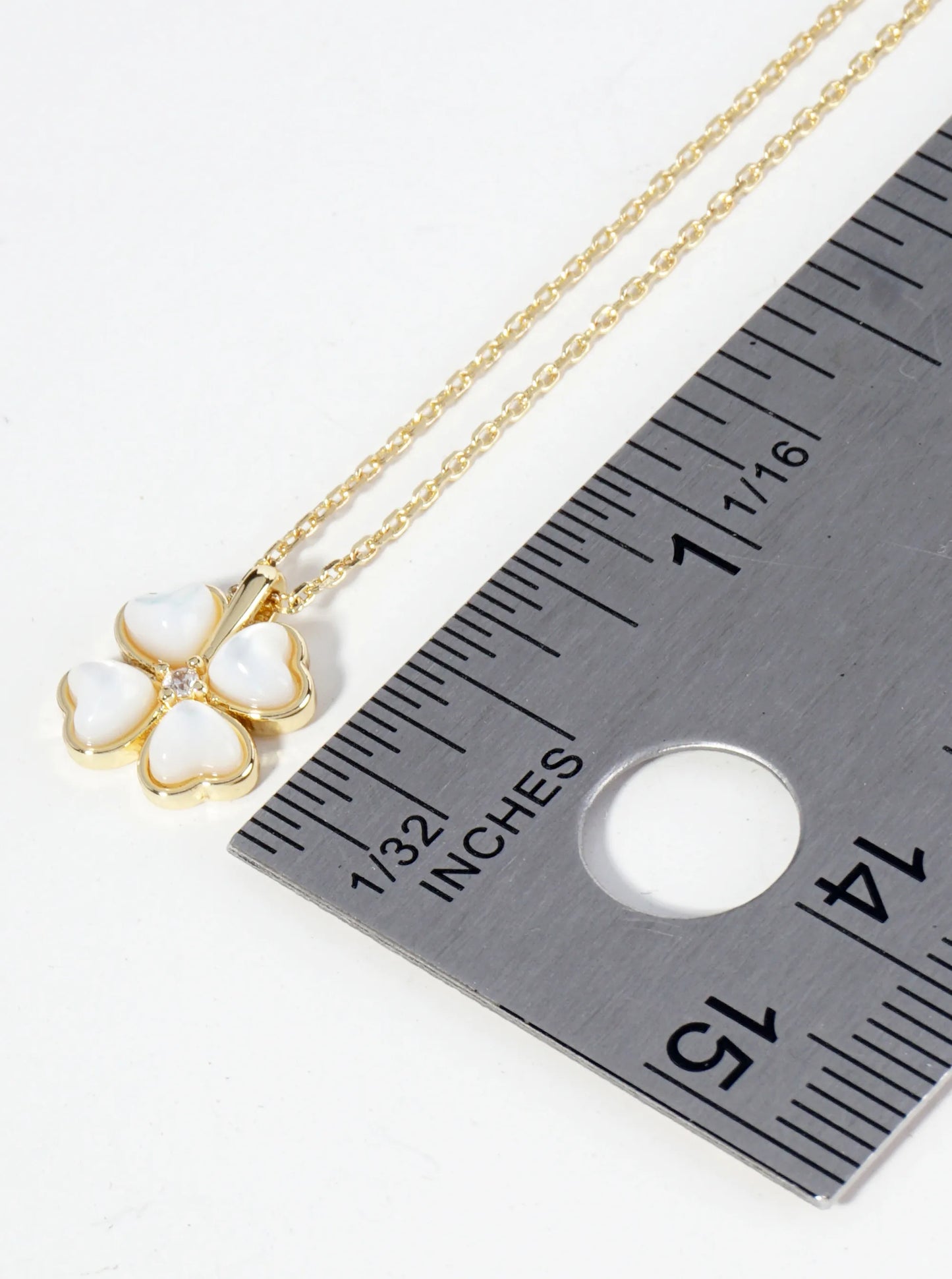 18K Gold Dipped Mother Of Pearl Clover Pendant Necklace