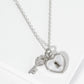 18K Gold Dipped Mother Of Pearl Heart CZ Key Pendant Necklace