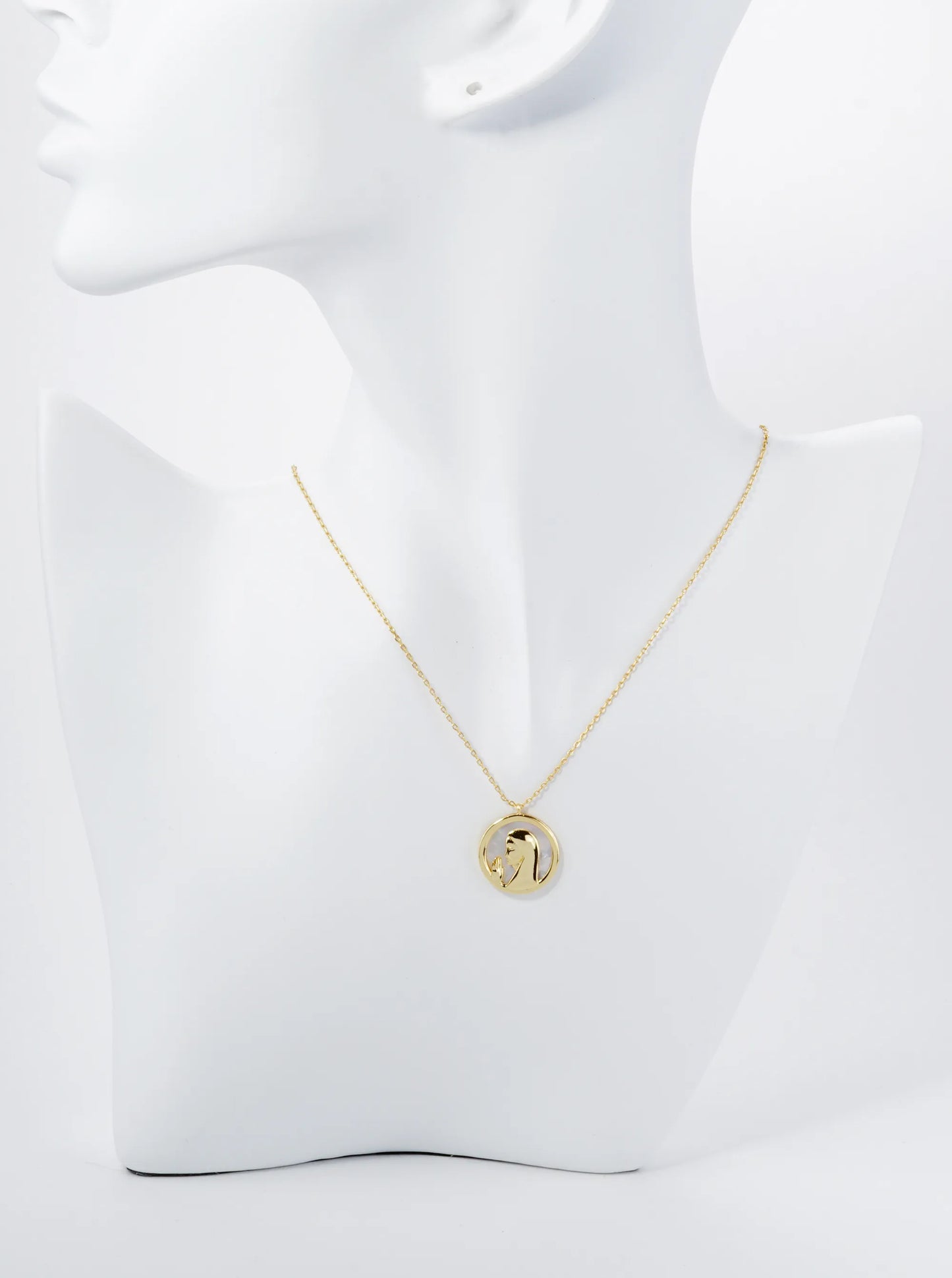 18K Gold Dipped Mother Of Pearl Prayer Pendant Religious Necklace