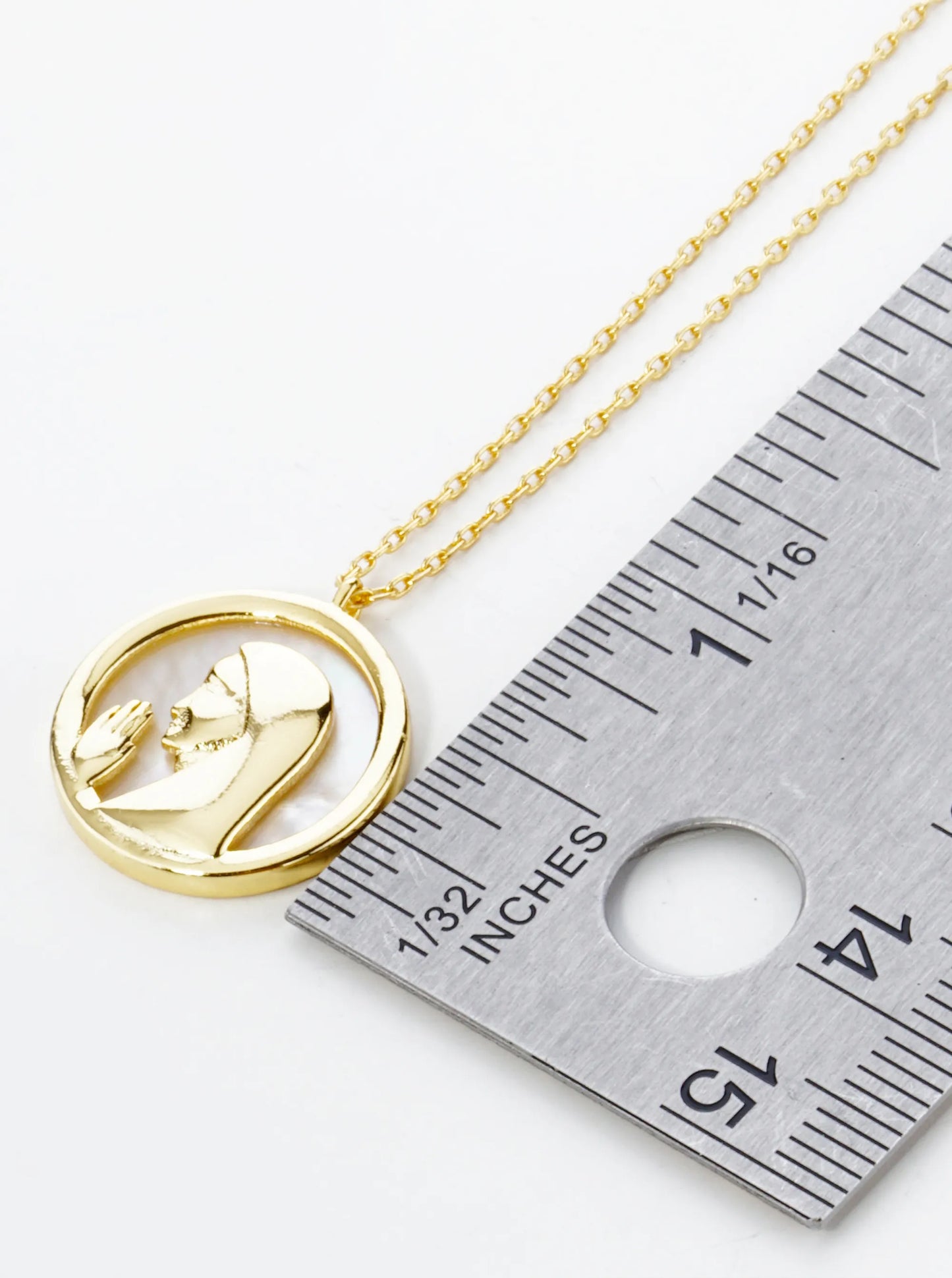 18K Gold Dipped Mother Of Pearl Prayer Pendant Religious Necklace