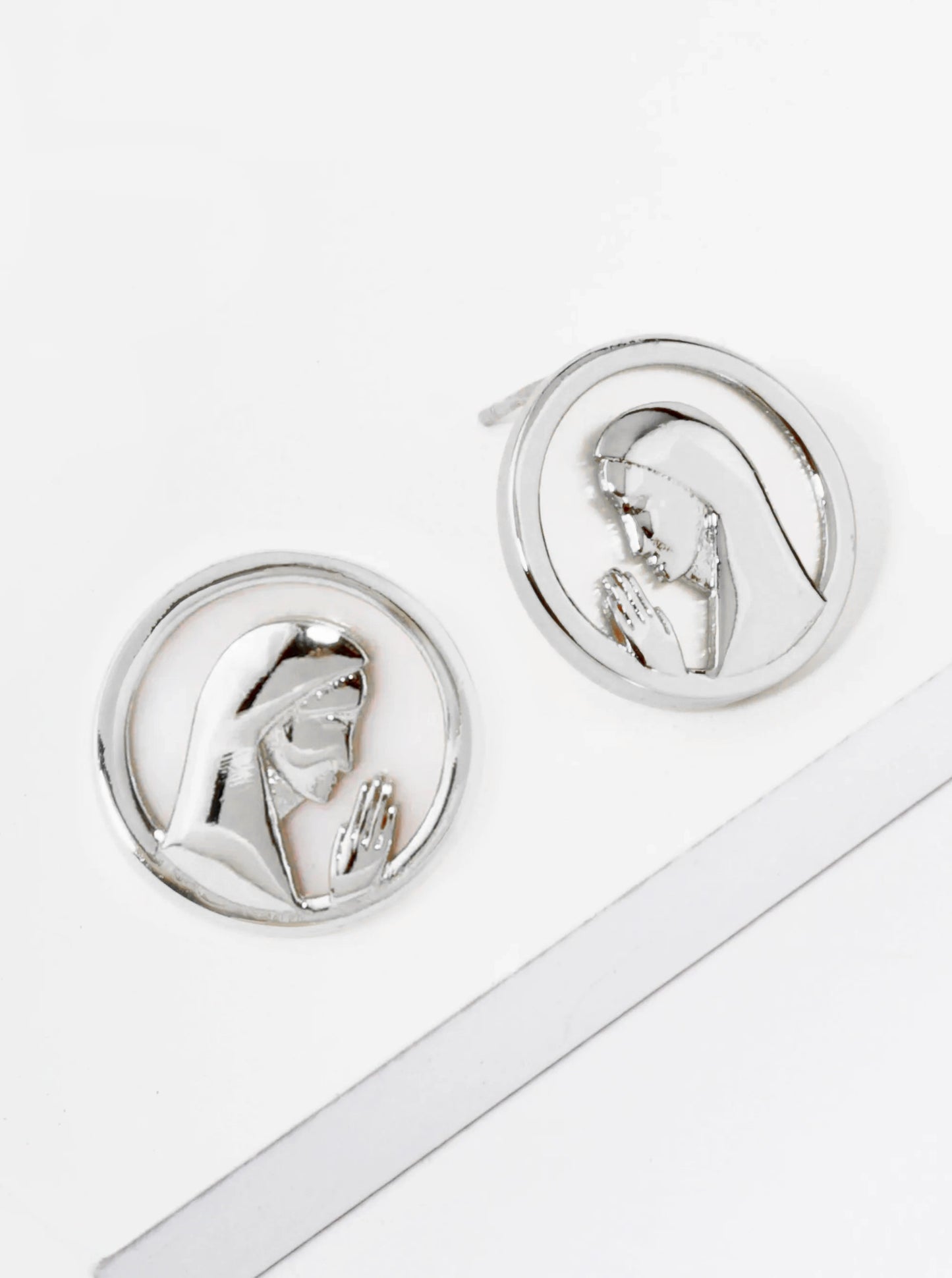 18K Gold Dipped Mother Of Pearl Prayer Stud Earrings