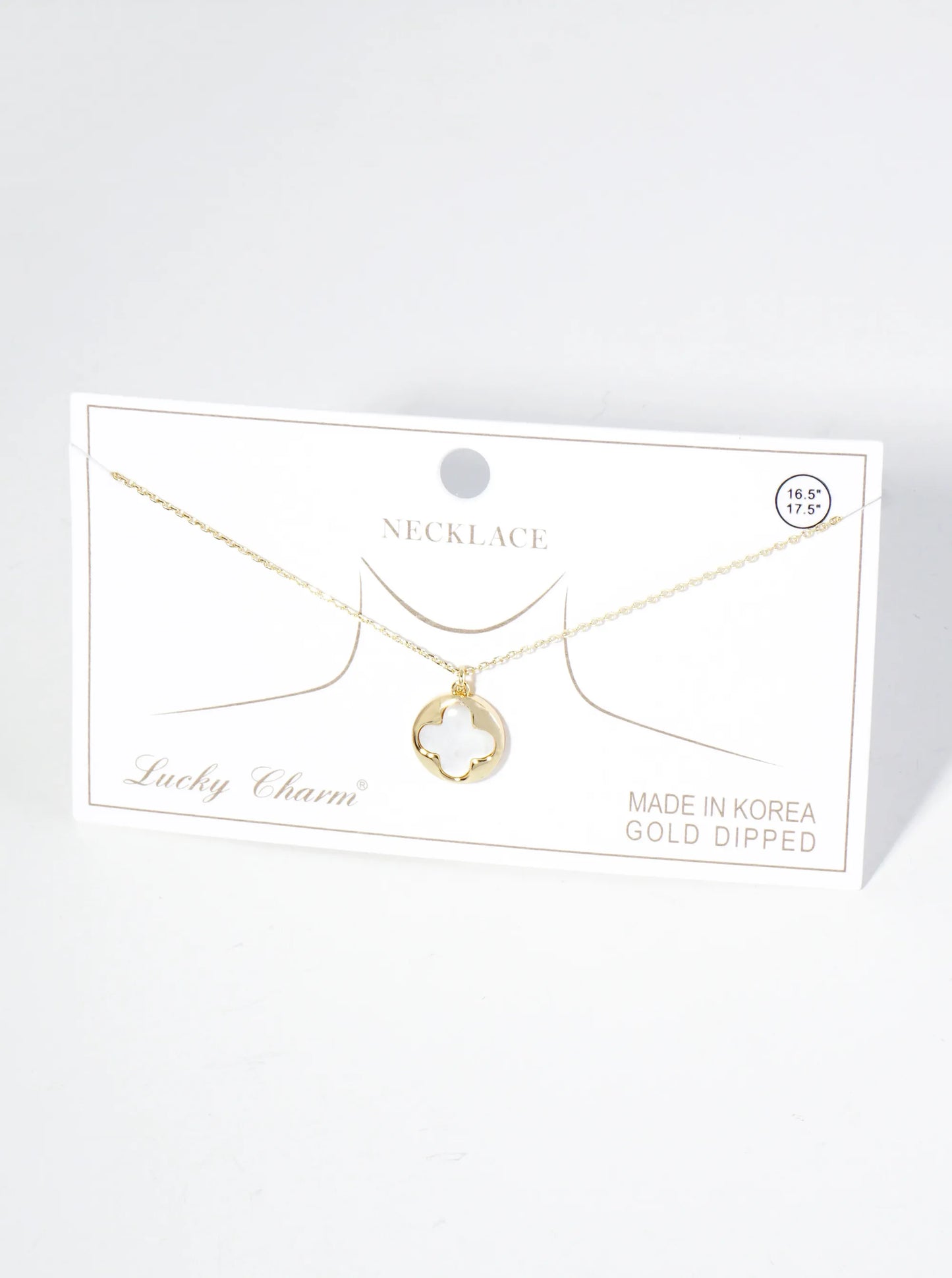 18K Gold Dipped Mother Of Pearl Quatrefoil Pendant Necklace