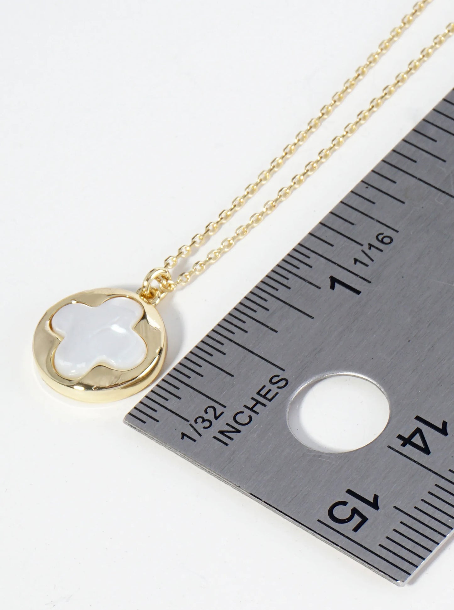 18K Gold Dipped Mother Of Pearl Quatrefoil Pendant Necklace