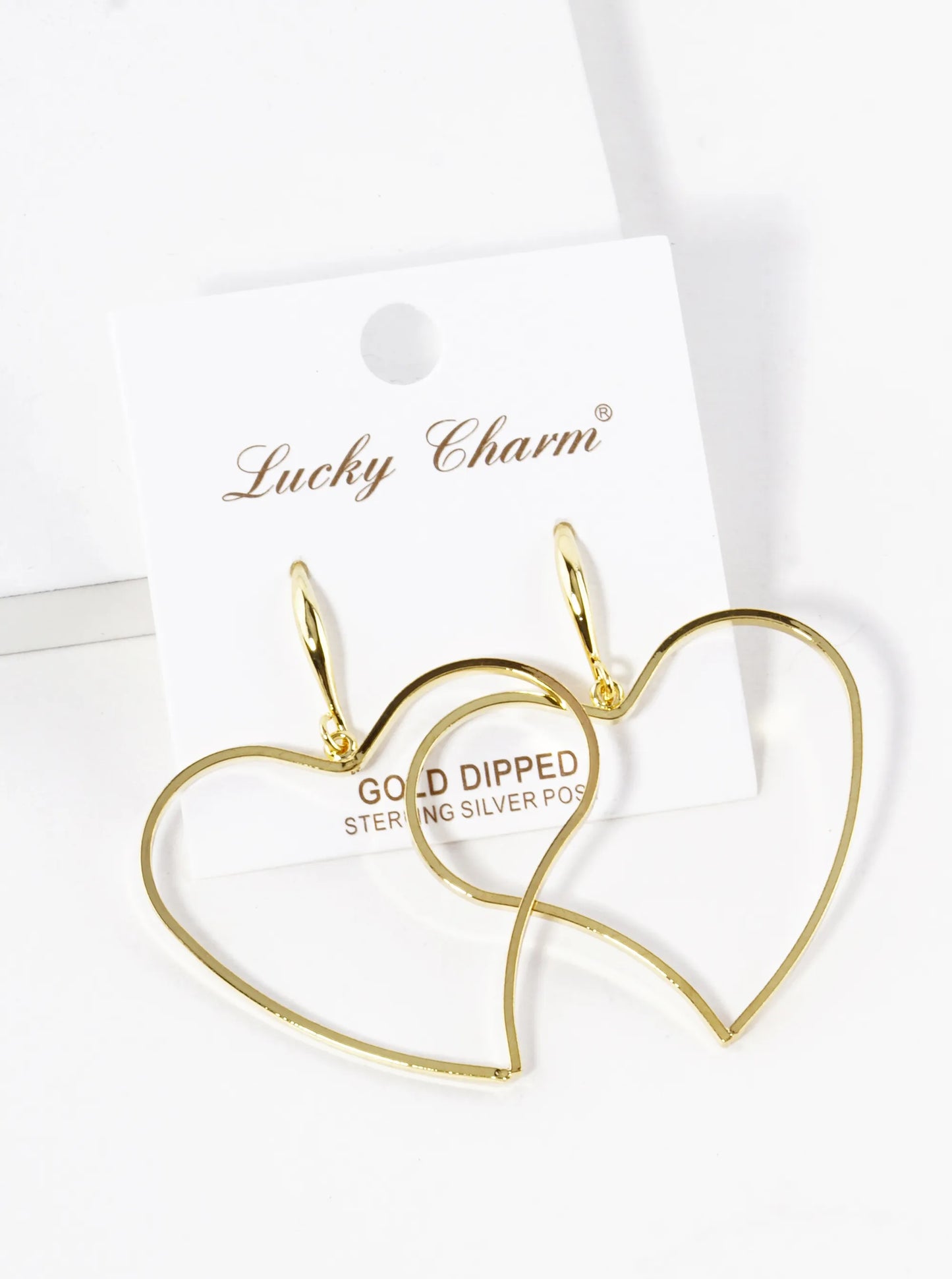 18K Gold Dipped Organic Wire Heart Drop Lightweight Earrings