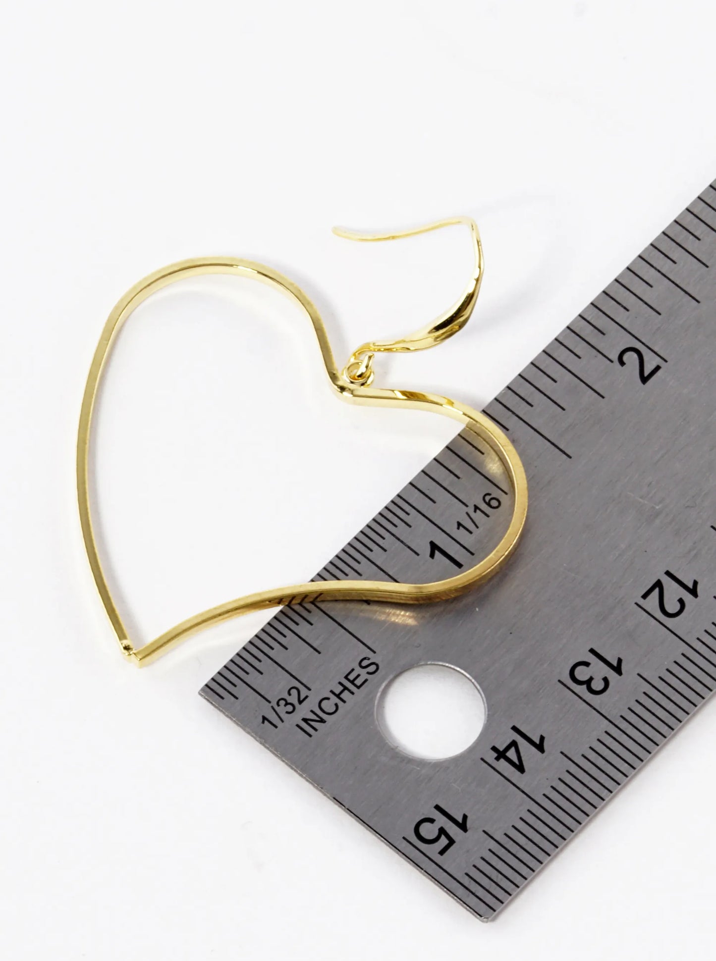 18K Gold Dipped Organic Wire Heart Drop Lightweight Earrings