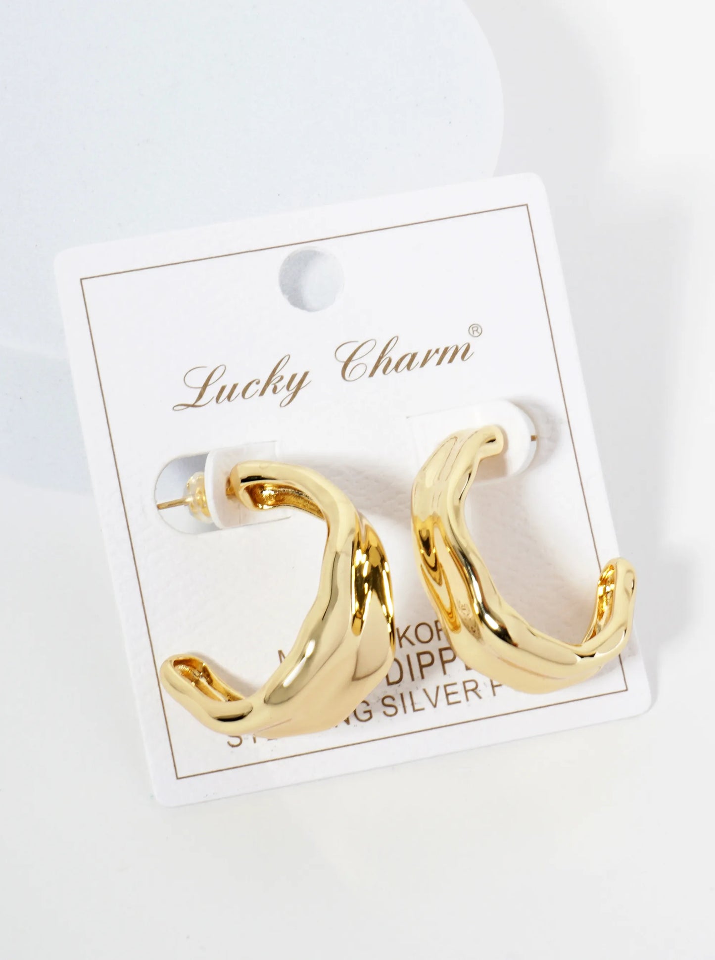 18K Gold Dipped Organically Shaped 30mm Open Hoop Earrings