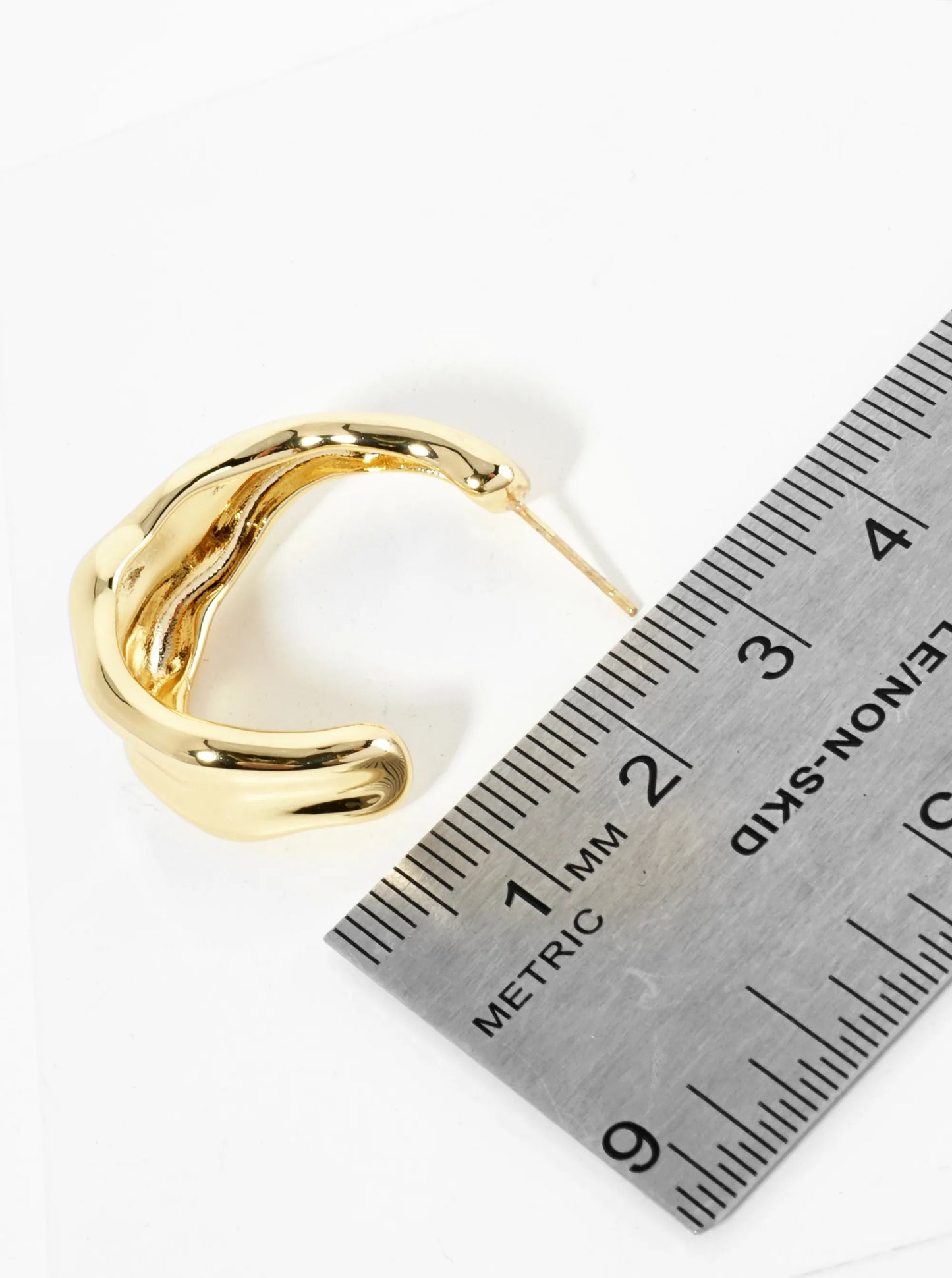 18K Gold Dipped Organically Shaped 30mm Open Hoop Earrings