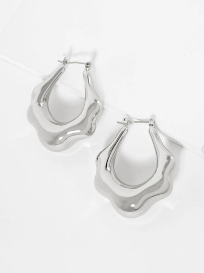 18K Gold Dipped Organically Shaped 35mm Latchback Hoop Earrings