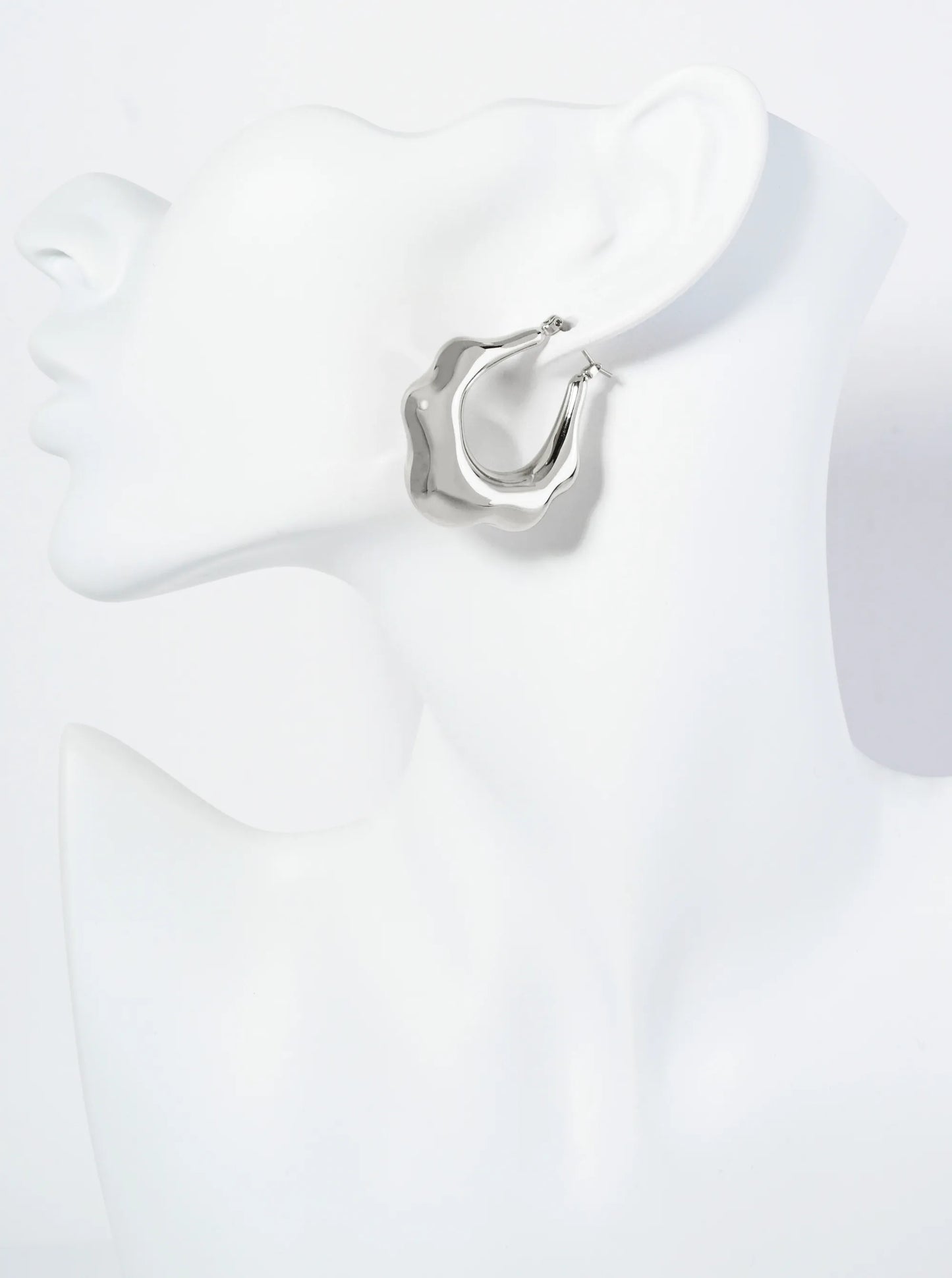 18K Gold Dipped Organically Shaped 35mm Latchback Hoop Earrings