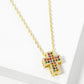 18K Gold Dipped Pave Cubic Zirconia 11mm Cross Pendant Necklace