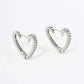 18K Gold Dipped Pave Cubic Zirconia 15mm Heart Huggie Hoop Earrings