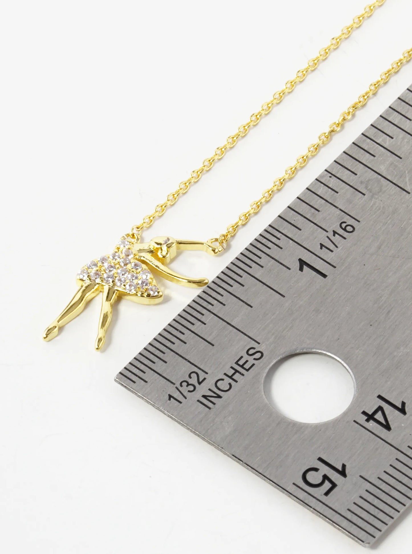 18K Gold Dipped Pave Cubic Zirconia Ballerina Pendant Necklace