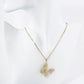 18K Gold Dipped Pave Cubic Zirconia Embellishments Butterfly Pendant Necklace