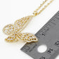 18K Gold Dipped Pave Cubic Zirconia Embellishments Butterfly Pendant Necklace