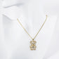 18K Gold Dipped Pave Cubic Zirconia Embellishments Teddy Bear Pendant Necklace
