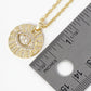 18K Gold Dipped Pave Cubic Zirconia Evil Eye Round Pendant Necklace