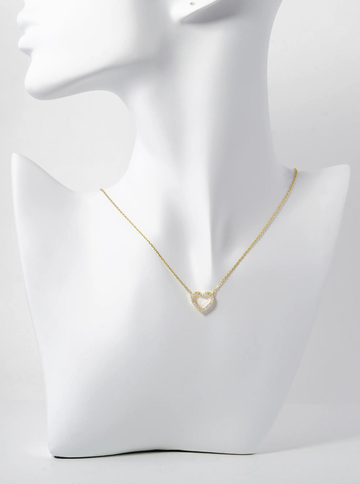 18K Gold Dipped Pave Cubic Zirconia Heart Pendant Necklace