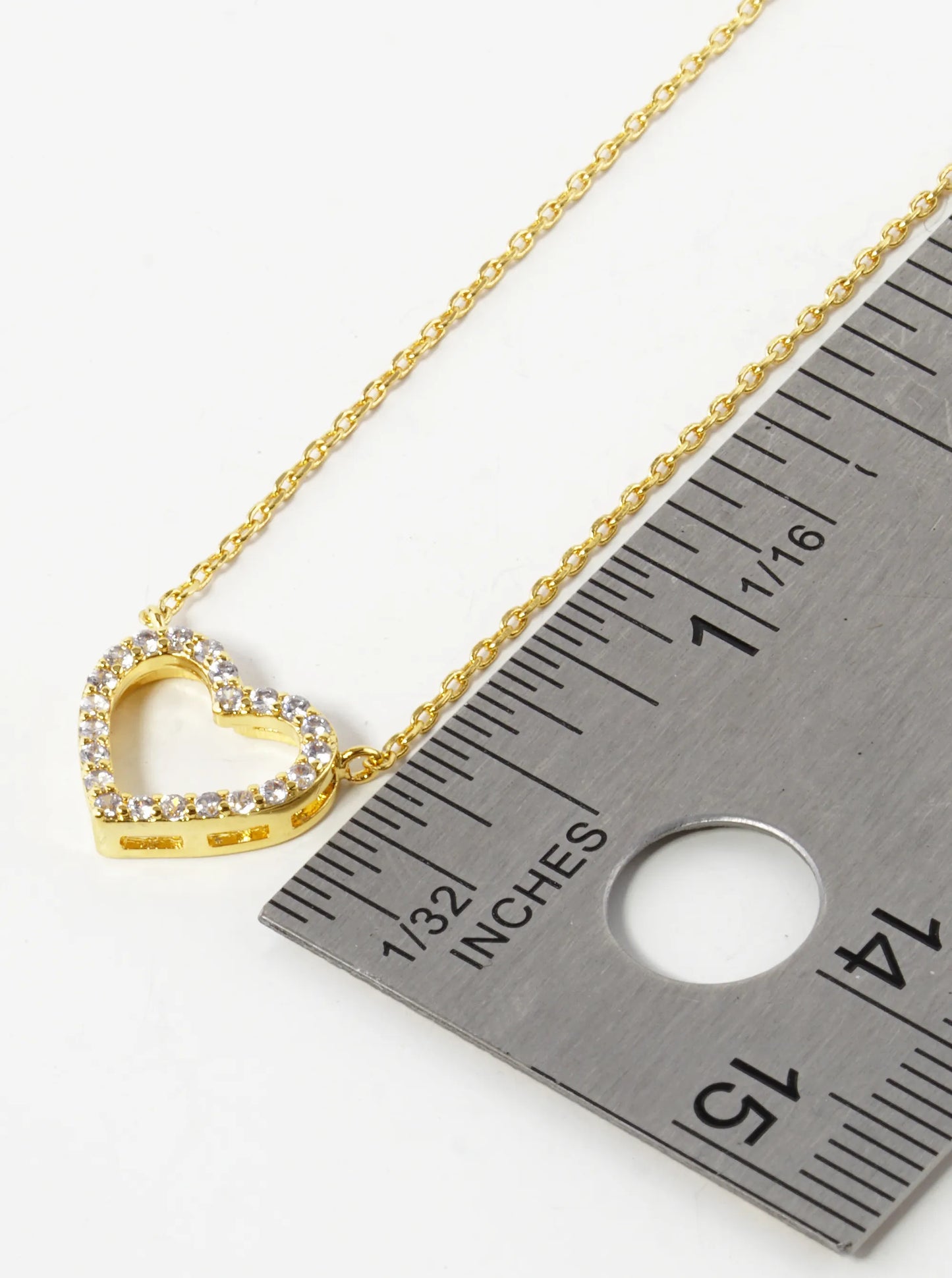 18K Gold Dipped Pave Cubic Zirconia Heart Pendant Necklace