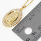 18K Gold Dipped Pave Cubic Zirconia Miraculous Medal Oval Pendant Necklace