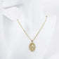 18K Gold Dipped Pave Cubic Zirconia Miraculous Medal Oval Pendant Necklace