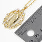 18K Gold Dipped Pave Cubic Zirconia Miraculous Medal Oval Pendant Necklace