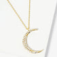 18K Gold Dipped Pave Set CZ 1 Inch Crescent Moon Pendant Necklace
