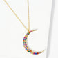 18K Gold Dipped Pave Set CZ 1 Inch Crescent Moon Pendant Necklace