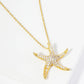 18K Gold Dipped Pave Set CZ 1 Inch Starfish Sea Star Pendant Necklace