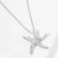 18K Gold Dipped Pave Set CZ 1 Inch Starfish Sea Star Pendant Necklace