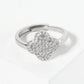 18K Gold Dipped Pave Set CZ 12mm Quatrefoil Adjustable Ring
