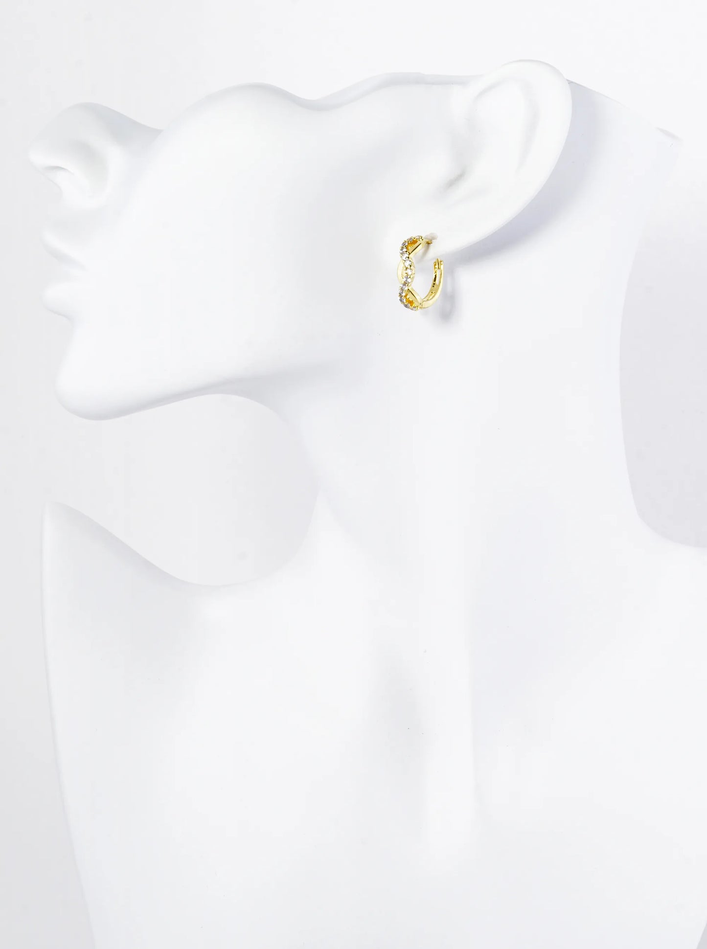 18K Gold Dipped Pave Set CZ 15mm Brass Infinity Huggie Hoop Earrings