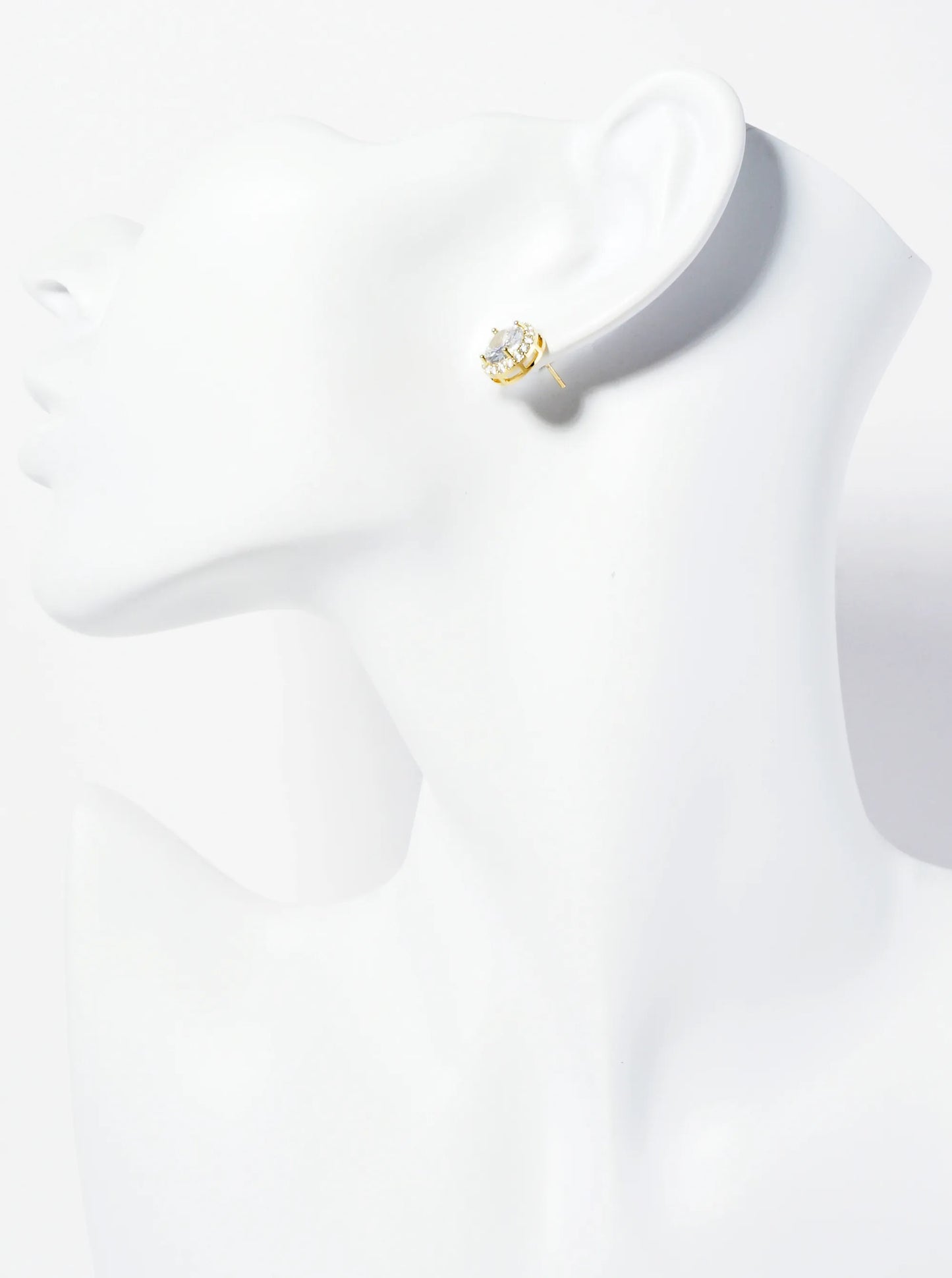 18K Gold Dipped Pave Set CZ 4-Prong 7mm Stone Stud Earrings