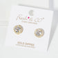 18K Gold Dipped Pave Set CZ 4-Prong 7mm Stone Stud Earrings