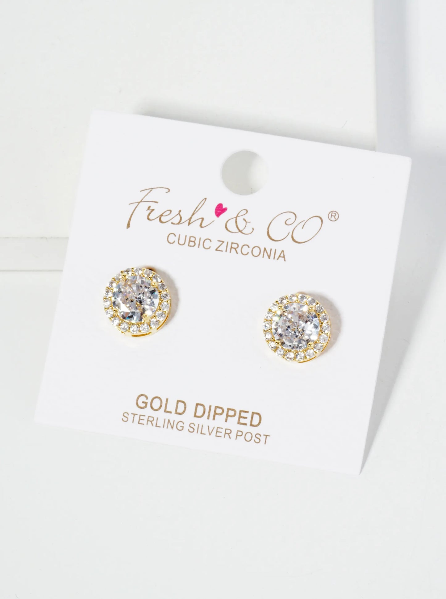 18K Gold Dipped Pave Set CZ 4-Prong 7mm Stone Stud Earrings