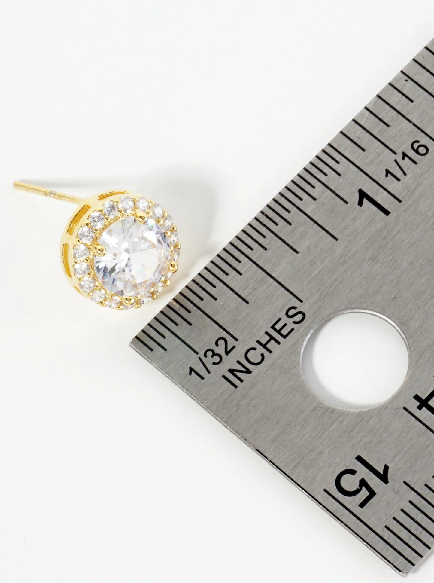 18K Gold Dipped Pave Set CZ 4-Prong 7mm Stone Stud Earrings