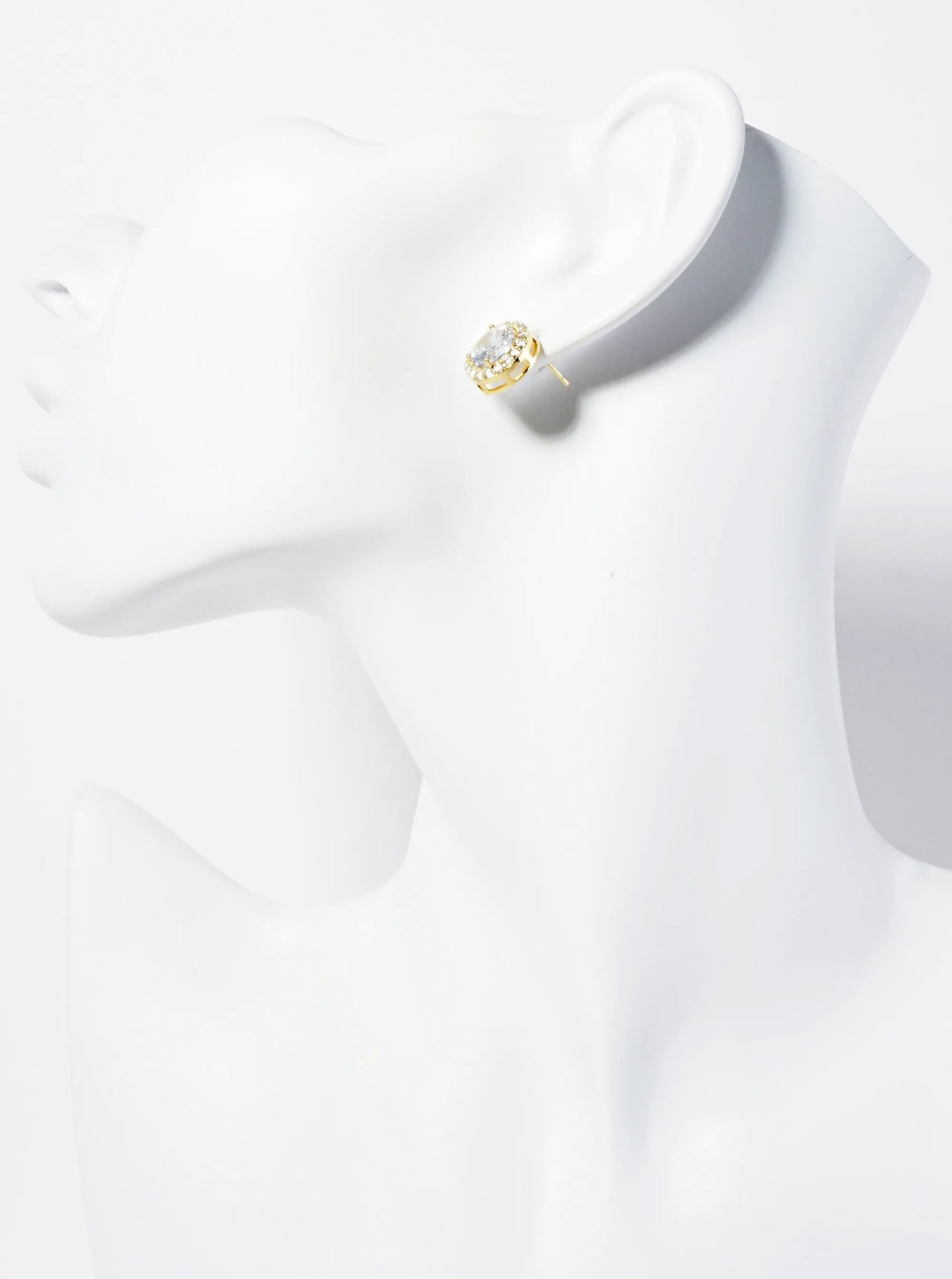 18K Gold Dipped Pave Set CZ 4-Prong 8mm Stone Stud Earrings